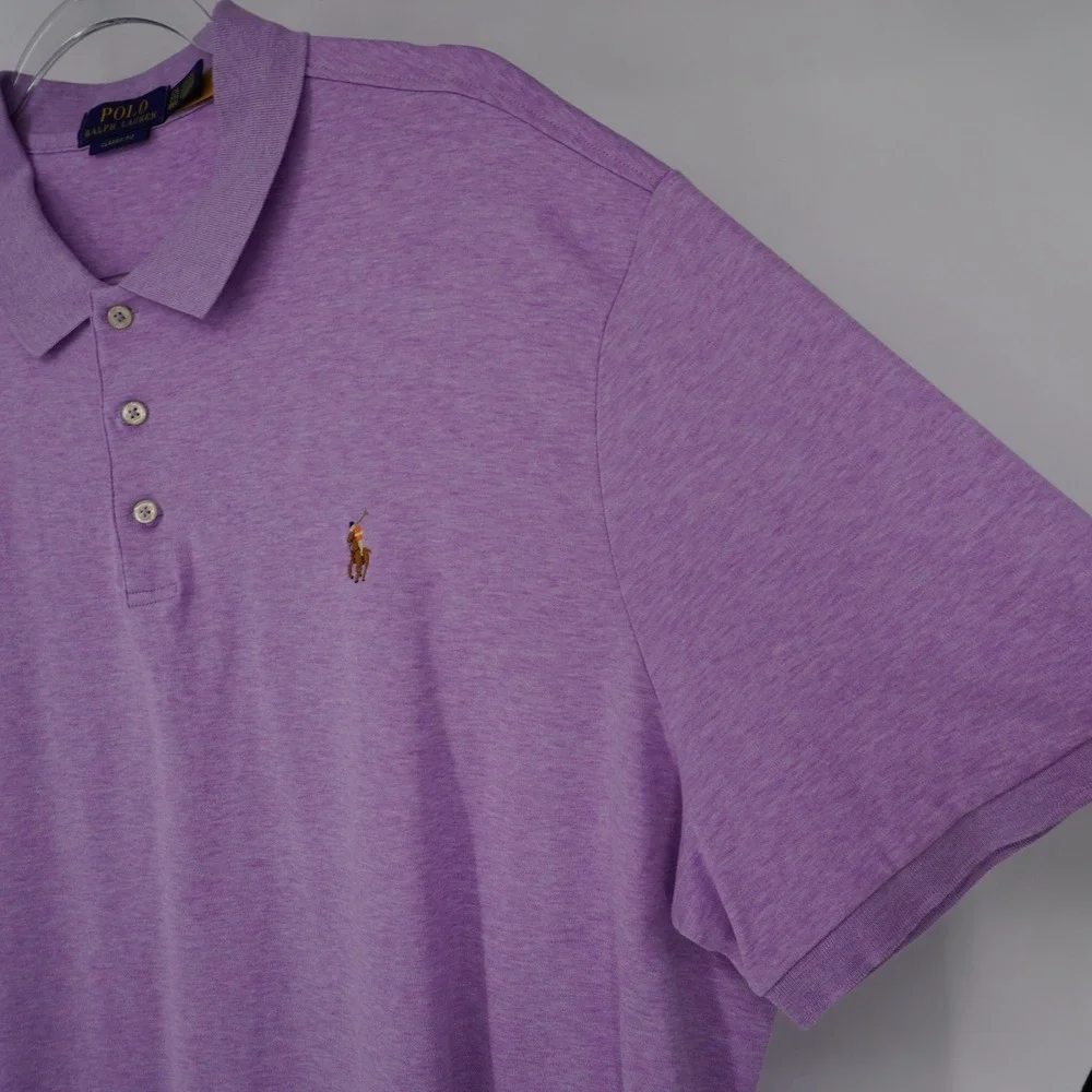 Polo Ralph Lauren Polo Shirt Men XXL Lavender Classic Fit Soft Cotton Flesh Pony